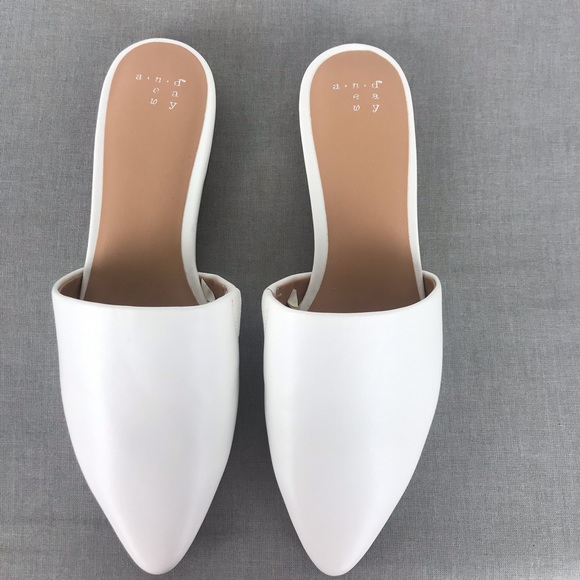 a new day Shoes - A New Day | faux leather white mules 8